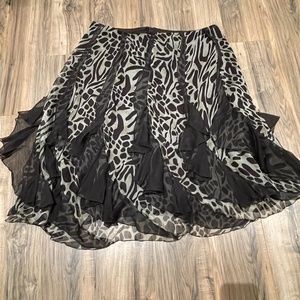 Midnight Velvet Skirt. Maxi Ruffled Animal Print